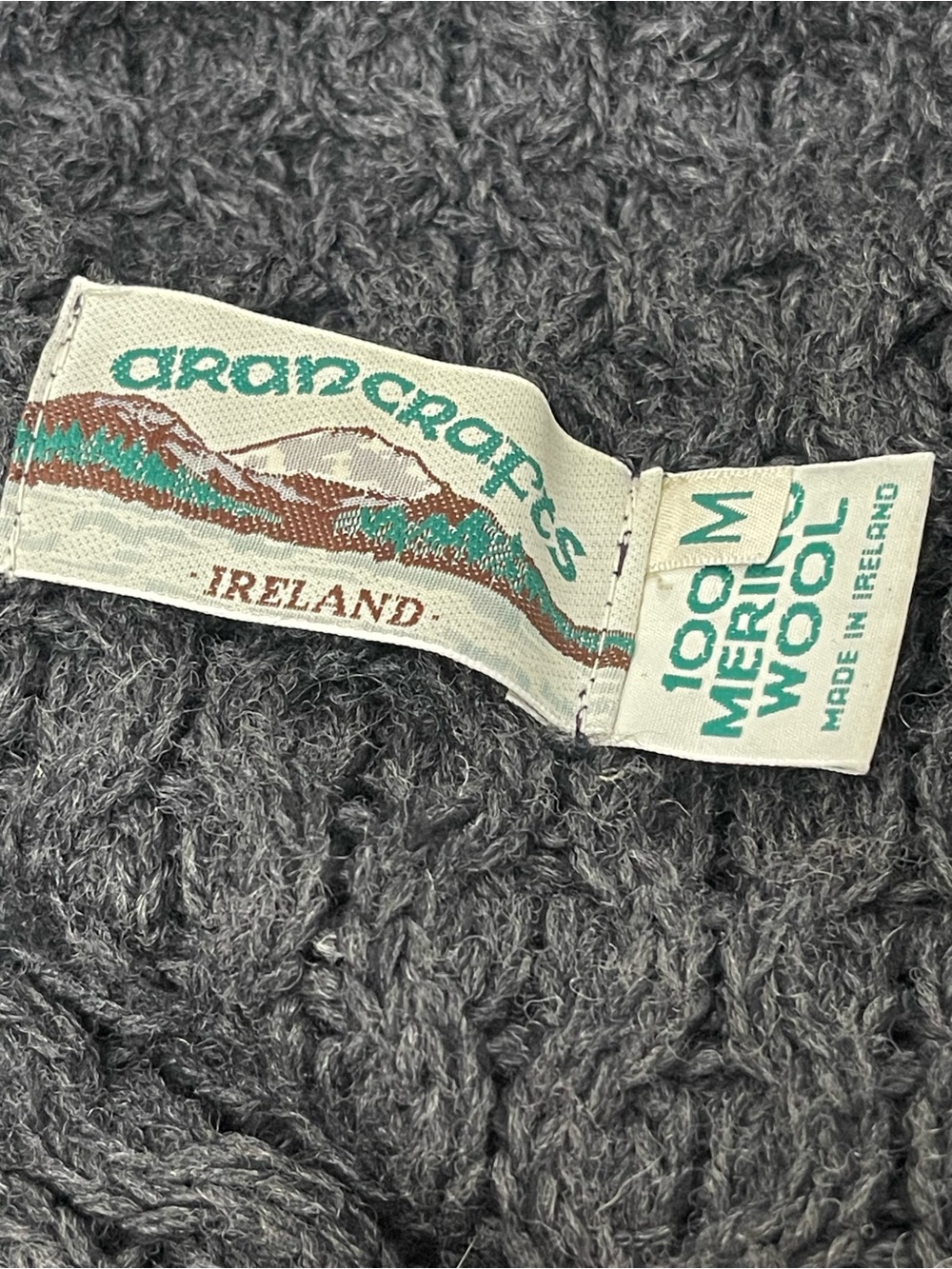 Aran Crafts Charcoal Cable-Knit Shawl-Collar Cardigan Coat - Picture 7 of 7